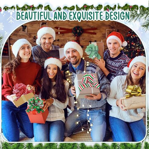 Zeyune 48 Pieces 6 Inch Christmas Pull Bows for Gift Wrapping, Gift Striped Bows Ribbon Wrapping Pull Bows Pull String Bows for Presents, Gift Baskets, Holiday Birthday Decor(Red, Green, Gold) in Saudi Arabia
