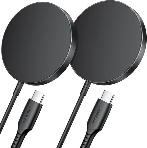 for iPhone 17 MagSafe Charger 2-Pack, JSAUX 15W Magnetic Wireless Charger for MagSafe Charger, iPhone 17 Air Pro Max/16/15/14/13/12 Series/Airpods, Mag Wireless Charging Pad-Black in Saudi Arabia