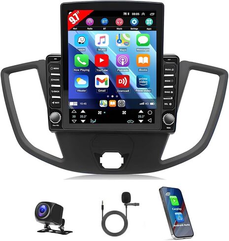 راديو سيارة 9.7 بوصة Android 13.0 لسيارة Ford Transit Custom 2013 2014 2015 2016 2017 2018 2019 ستيريو، راديو بلوتوث بشاشة لمس مزدوجة Din مع وحدة رأس w/GPS، FM/RDS، SWC، AUX-in، كاميرا احتياطية AHD - 4G+64G in Saudi Arabia