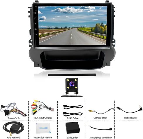 ستيريو سيارة 2G + 32G لسيارة Chevy شيفروليه ماليبو 2011 2012 2013 2014 2015 مع CarPlay اللاسلكي Android Auto Android 13 وحدة رئيسية راديو السيارة 9 بوصة راديو بشاشة تعمل باللمس مع بلوتوث FM GPS Navi كاميرا احتياطية in Saudi Arabia