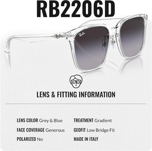 Ray-Ban RB2206D Square Shaped Sunglasses for Men & Women with Official RAYBAN Eyewear Kit in Saudi Arabia