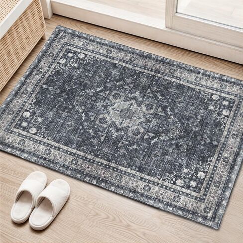Area Rug for Bedroom Living Room, Washable Non-Slip Foldable Waterproof, Plush Soft for Office Dining Room Kids, Fluffy Easy to Clean, Decor Aesthetic Dark Gray, 8'×10' in Saudi Arabia