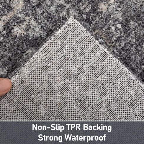 Area Rug for Bedroom Living Room, Washable Non-Slip Foldable Waterproof, Plush Soft for Office Dining Room Kids, Fluffy Easy to Clean, Decor Aesthetic Dark Gray, 8'×10' in Saudi Arabia
