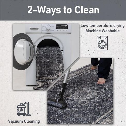 Area Rug for Bedroom Living Room, Washable Non-Slip Foldable Waterproof, Plush Soft for Office Dining Room Kids, Fluffy Easy to Clean, Decor Aesthetic Dark Gray, 8'×10' in Saudi Arabia