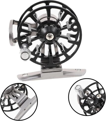 Luxshiny Professional All Metal Ice Fishing Reel Black Lightweight Compact Design with Slip Handle Durable High Strength Structure for Sea and Ice Fishing Enthusiasts in Saudi Arabia
