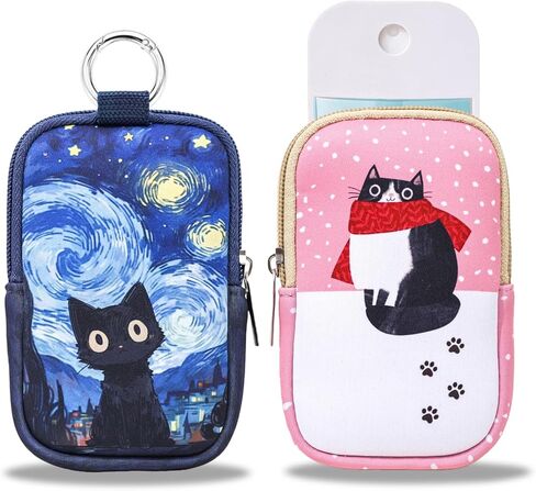 COOKOOKY 2 Pack Hand Sanitizer Spray Case Compatible with Touchland, Hand Sanitizer Holder, Mini Zippered Pouch, Small Makeup Bag for Women Friends Girls Gifts Idea in Kuwait