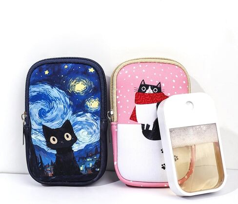 COOKOOKY 2 Pack Hand Sanitizer Spray Case Compatible with Touchland, Hand Sanitizer Holder, Mini Zippered Pouch, Small Makeup Bag for Women Friends Girls Gifts Idea in Kuwait