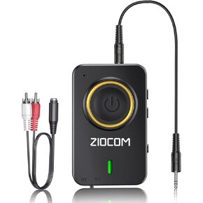 ZIOCOM Bluetooth Transmitter for TV PC, Bluetooth Receiver for Car Speaker, 2-in-1 Wireless 3.5mm Bluetooth Aux Adapter with Built-in Mic and Battery, Dual Link, aptX Low Latency (Black)
