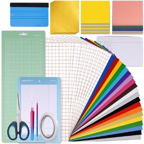 GO2CRAFT Accessories Bundle for Cricut Makers and All Explore Air, 90Pcs Ultimate Tools and Accessories with Adhesive Vinyl, Weeding Tools, Transfer Vinyl, Crafting Starter Kit for Cricut Projects