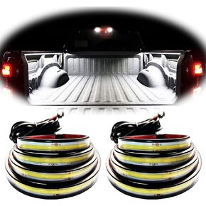 LED Truck Bed Lights, 60 Inches, 2 Pack, COB 1584 LEDs, 6500K,12V, 30W, Waterproof, with Switch, 5A Fuse Holder, Easy Install, Ideal for Truck Cargo Lighting
