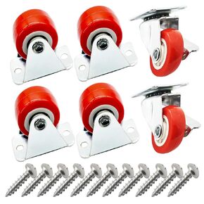 Floyutin 2 inch Rigid No-Swivel Plate Hard Rubber Caster Wheels for Furniture and Workbench 6 Packs(Free Screws)…