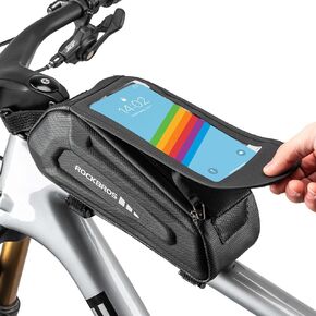 ROCKBROS Bike Phone Front Frame Bag Bicycle Top Tube Handlebar Bag 3D EVA Bike Phone Mount Holder Bag Bike Accessories Cycling Pouch 1.7L Compatible Phones Under 6.8"