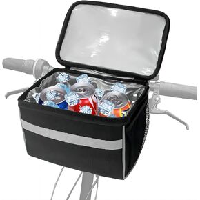 JLDTOP Bike Handlebar Bag, Bicycle Front Bag with Touchscreen Pocket and Mesh Pockets Multifunctional Bike Basket with Cooling Pouch, Insulation Bicycle Frame Bag for Outdoor Hiking Travel
