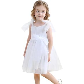 Baby Flower Girl Tutu Dress Toddler Birthday Party Dresses Sleeveless Spaghetti Straps Backless Tulle Sundress 6M-5Y