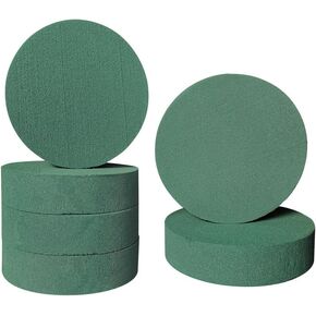 6 Pcs Round Floral Foam Blocks Each (6" X 1.5") Green Wet & Dry Flower Foam for Fresh & Artificial Flower Arrangements, DIY Crafts, Arts, Weddings, Birthdays and Garden Decorations (Size: 6 Inch)