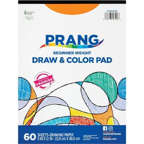 Prang (Formerly Art Street) Drawing & Color Paper Pad, White, Beginner Weight, 9" x 12", 60 Sheets