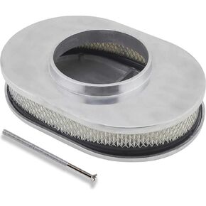 12" Oval Full Finned Air Cleaner Aluminum Air Cleaner Compatible With Classic Chevy Ford Hot Rod Rat Rod Muscle Car or Custom Car Fits 5 1/8" Carburetors (Edelbrock, Holley, Demon, Rochester Etc.)