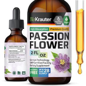 Passionflower Tincture - Passion Flower Extract for Mood Support - Alcohol and Sugar Free - Vegan Drops 2 Fl.Oz.