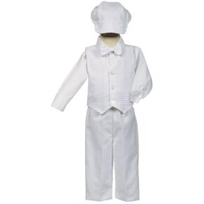 Swea Pea & Lilli White Poly-Cotton Weaved Vest, Bow and Pant Set
