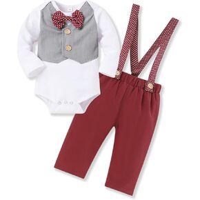 Yoveme Baby Boy Summer Clothes Gentleman Outfit Newborn Infant Wedding Clothes Bowtie Tuxedo Formal Suit in Saudi Arabia