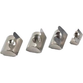 M4 Roll in Spring T Nuts,2020 Series with Spring Sheet,Roll in Spring Loaded T Nut,Carbon Steel Nickel-Plated for Aluminum Profile with 6mm Groove Depth (20-Series,10 Pcs)