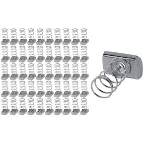 Highcraft OTDI-A50 3/8 inch Thread x 1-3/8 inch Strut Channel Nuts with Long Spring, Carbon Steel with Zinc Finish-50 Pack, Chrome