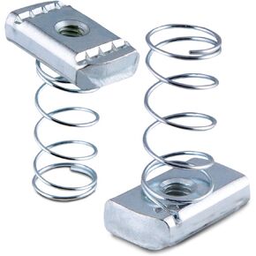 Highcraft OTDI-A50 3/8 inch Thread x 1-3/8 inch Strut Channel Nuts with Long Spring, Carbon Steel with Zinc Finish-50 Pack, Chrome