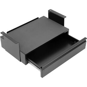 Mount-It! Under Desk Pull-Out Drawer Kit with Smooth Sliding Track | Office Storage Organizer | Mounts to Desktops Tables and Workbenches Over 0.71 Inches Thick | Matte Black