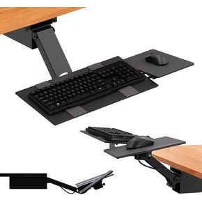 KT1 Ergonomic Keyboard Tray Under Desk, Keyboard Tray Slide Out Adjustable Sliding Keyboard Tray Under Desk, Standing Keyboard Under Desk Mount Holder