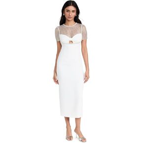 Self Portrait Women's White Crepe Diamante Midi Dress in Kuwait