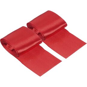 PATIKIL Finish Line Satin Ribbon 5cm 3.0m/9.84ft, 2 Pack Polyester Fabric Tape for Outdoor Athletics Sprint Running Race Sport, Red