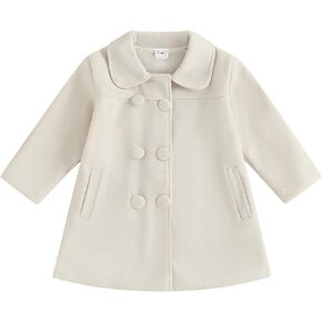 Toddler Girls Trench Coat Baby Girl Woolen Coat Girl Dress Coat Peacoat Winter Fall Outerwear