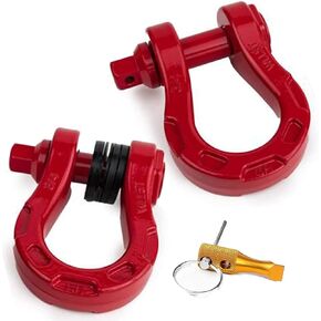 GearAmerica Aluminum Alloy Ultra Shackles – 30,000 lbs MBS, 10,000 lbs WLL – Safely Connect a Tow Strap, Rope or Winch Line for Off-Road Recovery – No Rust Alternative to ¾" D-Rings – 2-Pack, Black