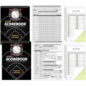 Zhanmai 35 Games Baseball and Softball Scorebook Baseball Softball Lineup Cards Lineup Sheet Games with Player Roster Side by Side Softball Score Book Baseball Scorebook Baseball Coaching Accessories