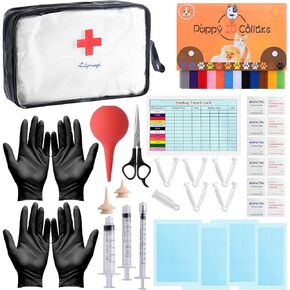 Lclymayi Puppy Kitten Whelping Kit,Birthing Supplies for Newborn Puppies and Kittens for Keeping Kitten Dogs Cats Feeding Sets Supplies Includes Whelping Collars Record