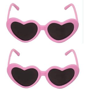 2Pcs Pink Heart-Shaped Pet Sunglasses Cute Pet Dog Sunglasses Cat Glasses Heart Sun Flower Glasses for Small Dogs Cat Accessories Photos Props Pets Party Decor Sunglasses Pet Supplies