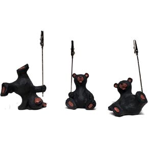 Lipman Bear Decor Clip Holders for Photos, Notes, Mementos, Set of 3, Black