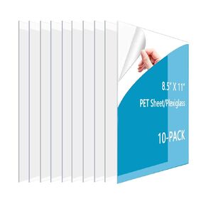 Aidwey Clear Plastic Sheet/18x24 inch PET Sheet(5Pack, 0.03" Thick); Plexiglass Panels, Easy to Cut for Craft, Picture Frames, DIY Art Projects & Protective Barriers.