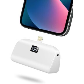 Mini Portable Charger for iPhone with Built in Cable, 4,800mAh Small Power Bank Fast Charging, Compatible with 14/14 Pro Max/13/13 Pro Max/12/12 Pro Max/11/XR/X/8/7/6 Series, Black