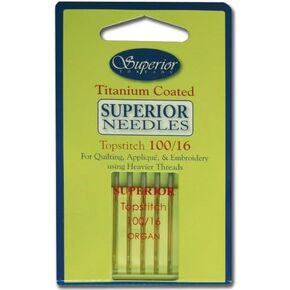 Superior Threads - #100/16 Topstitch Titanium Coated Sewing Needles for Quilting and Embroidery