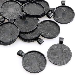25pcs Round Bezel Pendant Trays Setting Cabochon Blank Base for DIY Crafting Photo Jewelry Findings Making Accessories 25mm