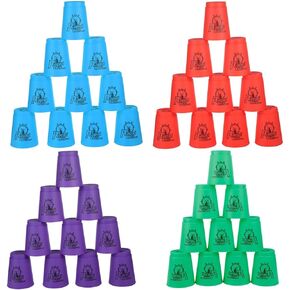 Cibolar Sport Stacking Cups, 48pcs Sports Stacking Cups Training Games for Travel Party Challenge Competition Gift for Kids and Adults, Blue+Green+Orange+Purple