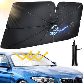 Car Windshield Sun Shade Umbrella, Upgraded Car Windshield Sun Shade Cover with Bendable Handle, UV Block Heat Insulation Portable Full Cover Sun Shade, Foldable Sunshades for Most Cars (55" * 31.5")