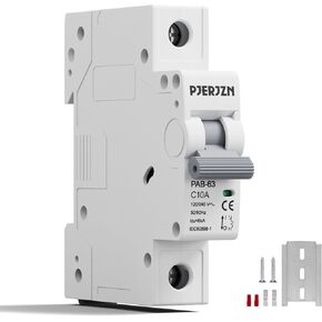 Pjerjzn Miniature Circuit Breaker 60Amps 120/240VAC 1-Pole Circuit Breaker DIN Rail Mount, Thermal Magnetic AC Disconnect Switch for House, Electrical Systems, Emergency Generators 2 Pack…
