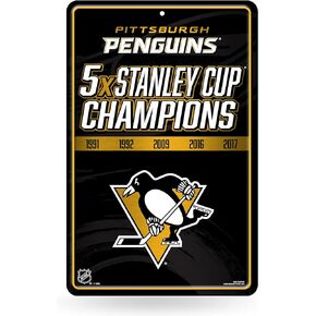 Rico Industries NHL Pittsburgh Penguins Champ Large Metal Sign 11" x 17" Large Metal Home Décor Sign