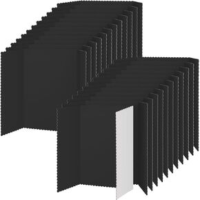 Ctosree 24 Pcs Tri Fold Poster Board Bulk, Lightweight Presentation Board, Science Fair Project Display Paperboard, Trifold Poster Board, Single Wall(Black, 14 x 22 Inch)
