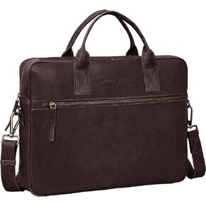 ANTONIO VALERIA Andy Washed Leather Laptop Messenger Bag for Men