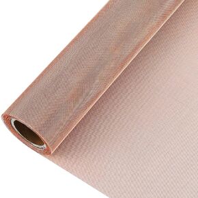 Copper Mesh Screen, 236’’/19.6Ft x 12’’ Woven Wire Mesh Screen 40 Mesh, Aperture 0.13mm, Trimmable Dense Copper Net Mesh for Grounding, Gardening