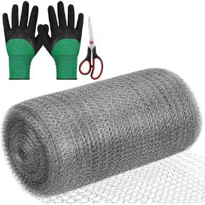 Tanstic 5" X 30 Ft Stainless Steel Wire Mesh, Wire Mesh Hole Fill Fabric Mesh Gap Blocker, Double Layer Metal Mesh Roll with Glove and Scissor for Garden House and DIY