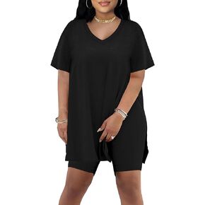 AGSEEEM 2 Piece Summer Outfits for Women Tunics and Biker Shorts Lounge Sets
